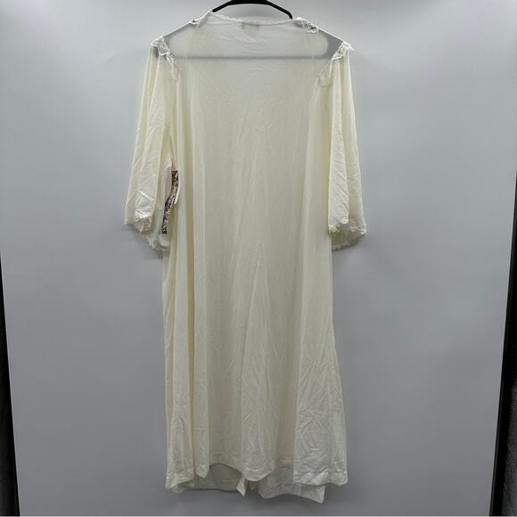 Vintage 70's Lorraine Off White‎ Lace Prairie Cottagecore Button Nightgown Sz L - Picture 4 of 11